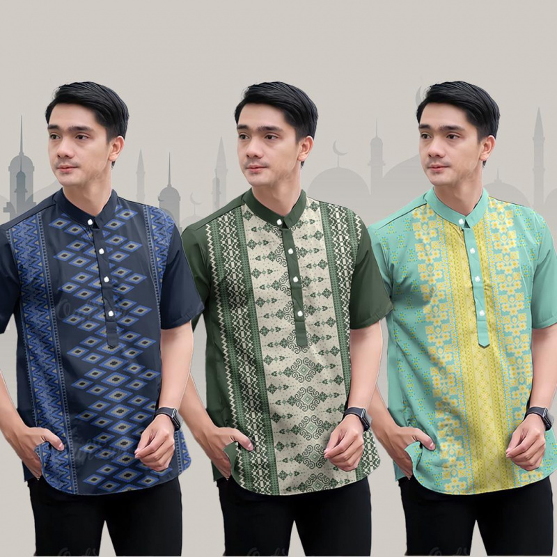 3D Printing Cancer - Koszula Henley Batik Muzułmańska Baju Raya