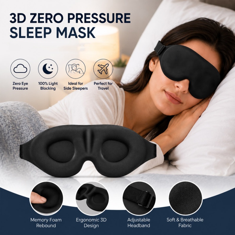3D Printing Mask - Maska do spania 3D, komfortowa, blokująca